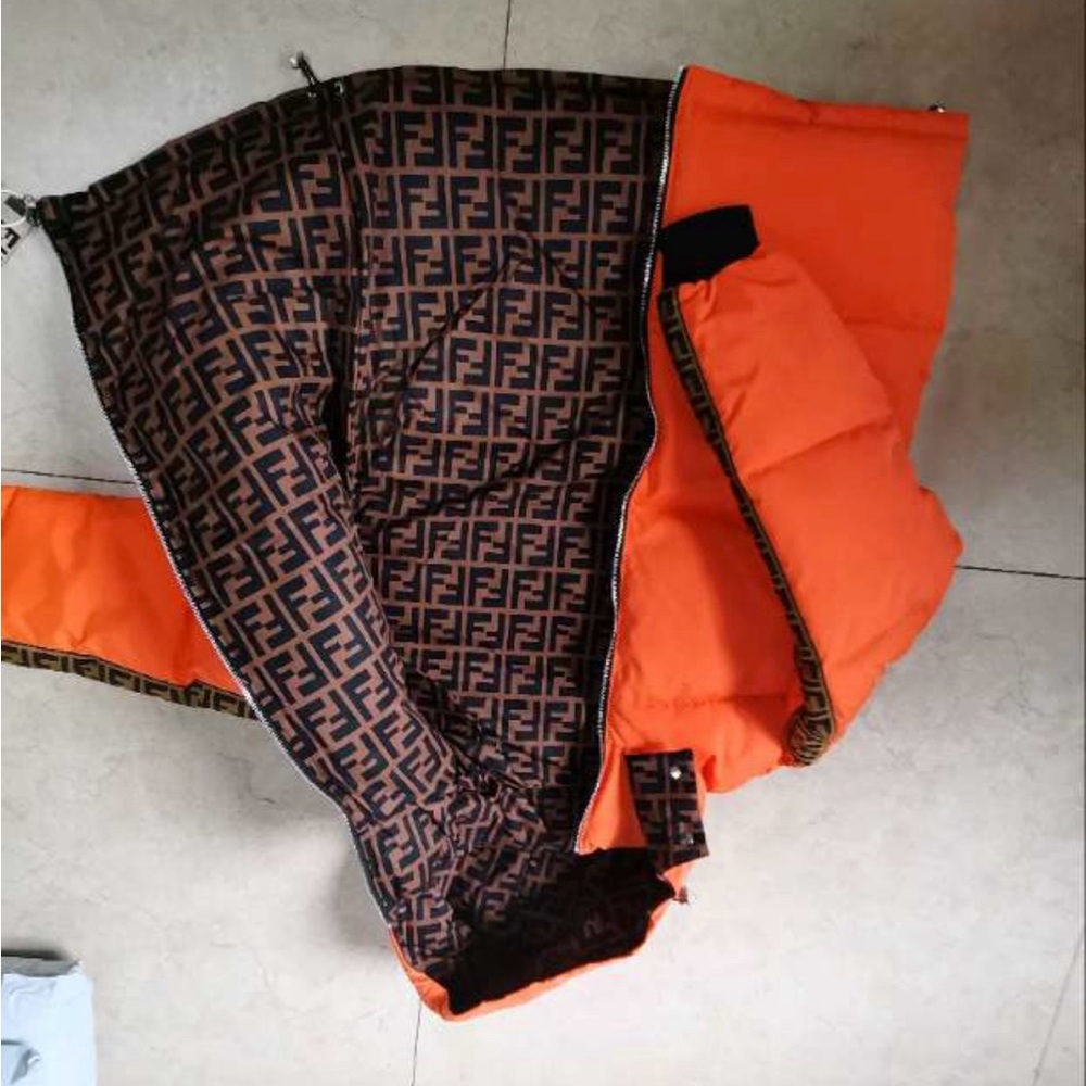 Fendi Orange and Brown Puffer Jacket